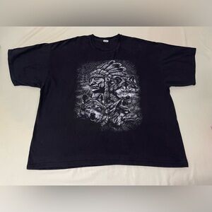 Vintage‎ Native American Aztec Wolf Graphic T Shirt Men’s Size 3XL Black
